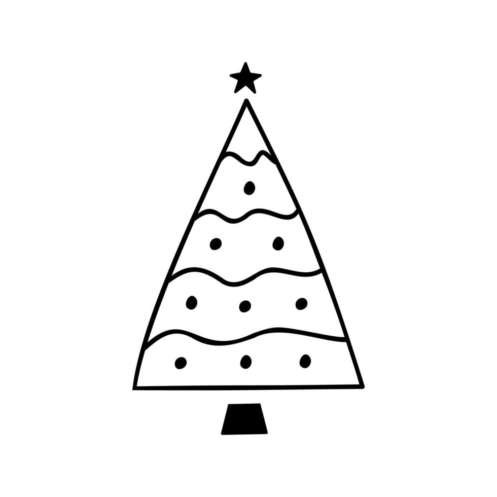 Linear hand drawn christmas tree vector illustration