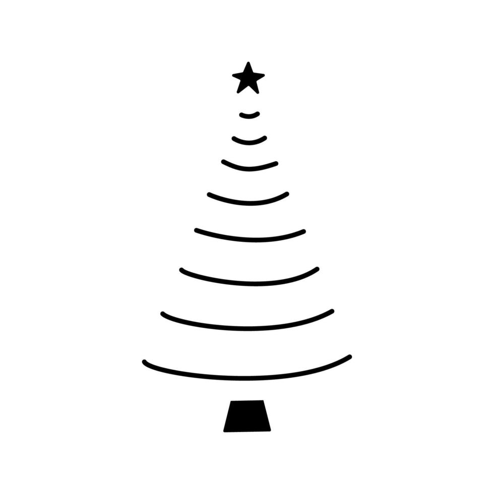 ilustración de vector de árbol de navidad dibujado a mano lineal