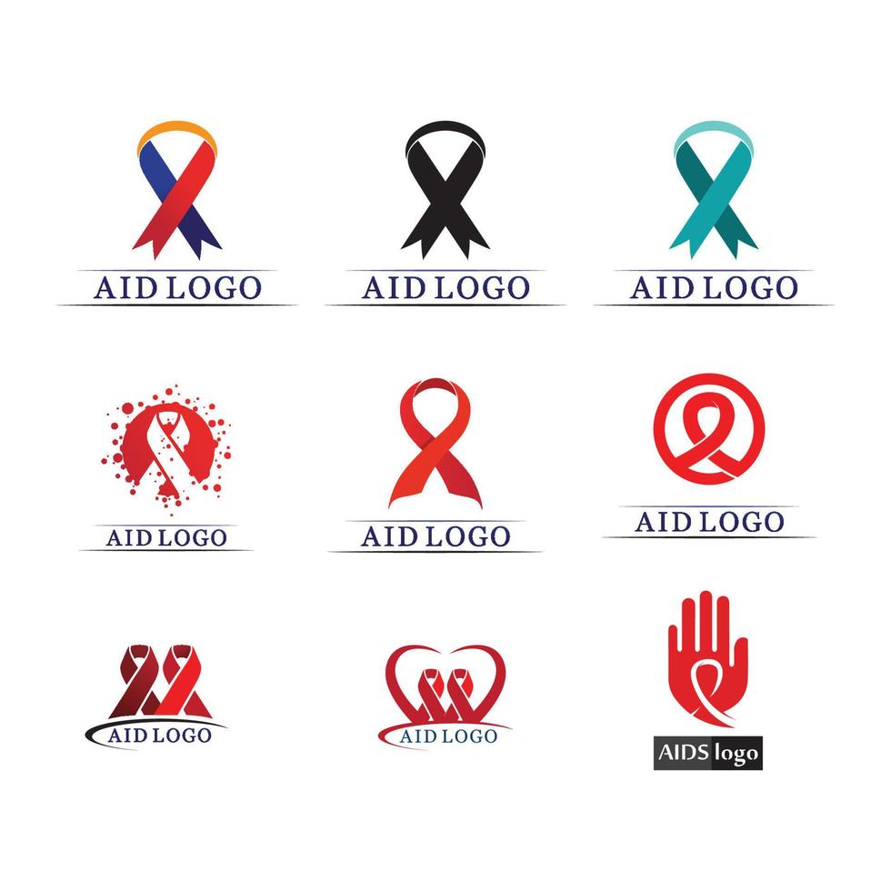 HIV AIDS icon set logo design vector