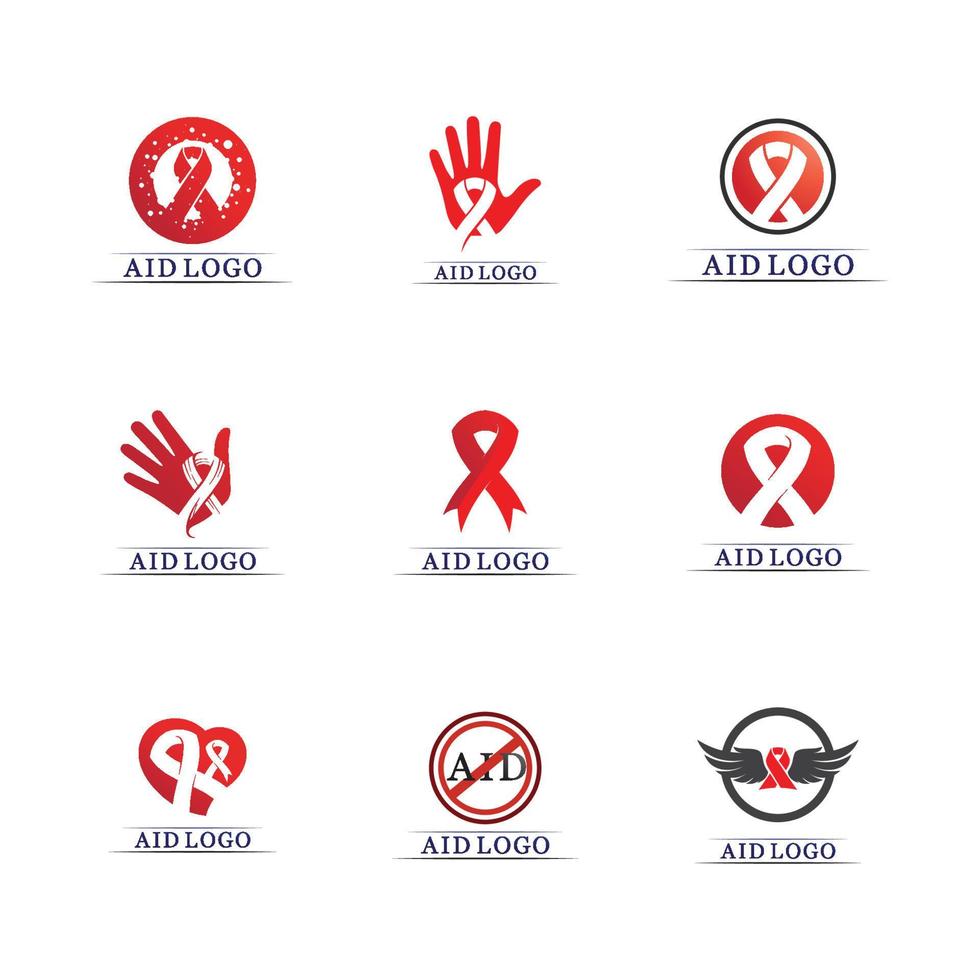vector de diseño de logotipo de conjunto de iconos de vih sida