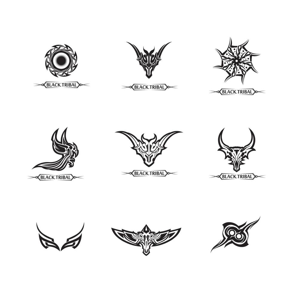 icono de diseño de logotipo vectorial tribal negro y signo tribal vector