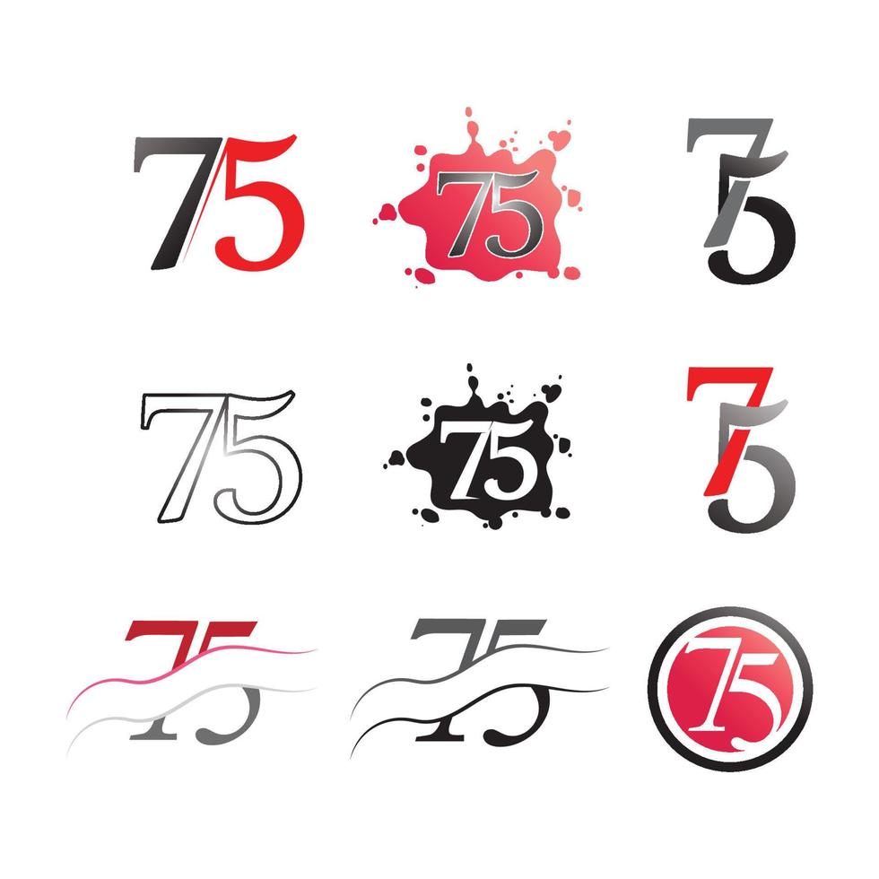 number 75 icon set logo design vector