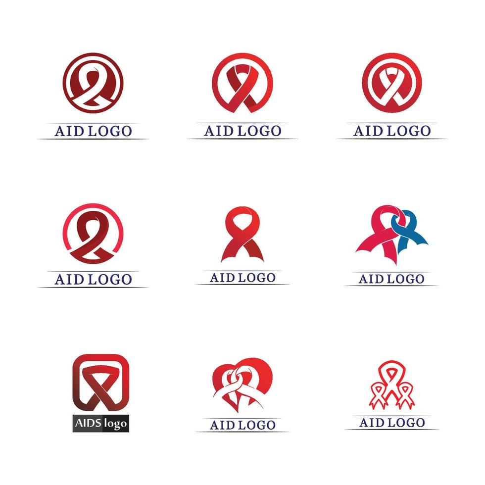 HIV AIDS icon set logo design vector
