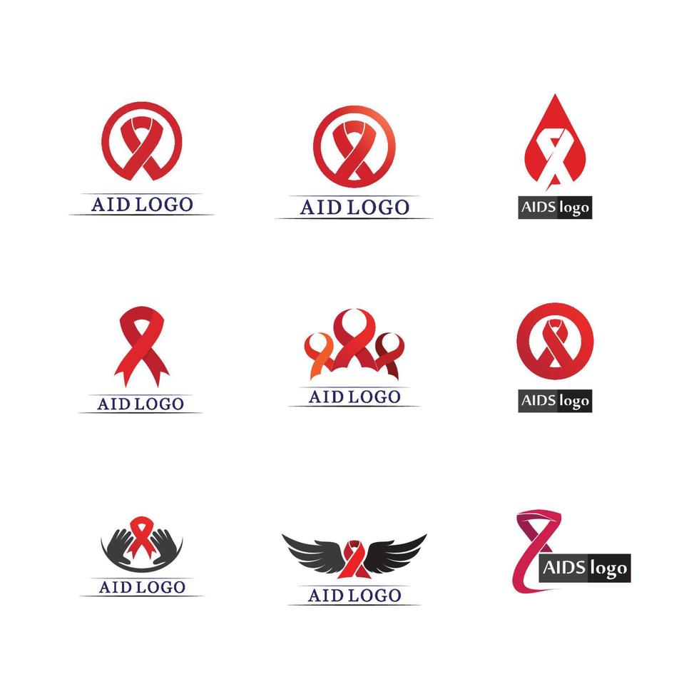 HIV AIDS icon set logo design vector