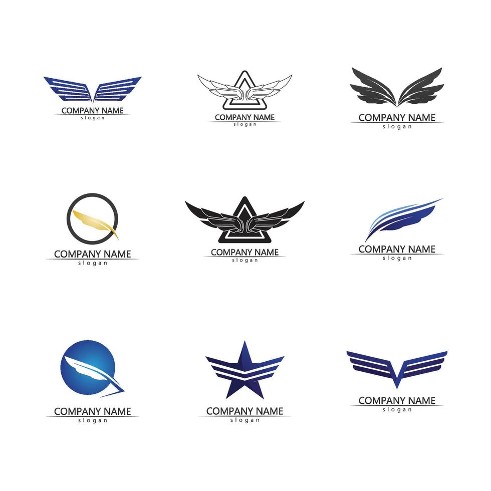 Wings black icons vector set. Modern minimalistic design.