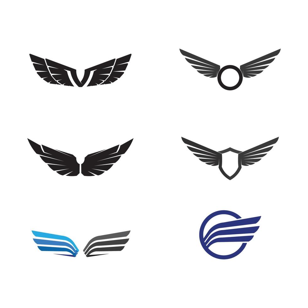 Wings black icons vector set. Modern minimalistic design.