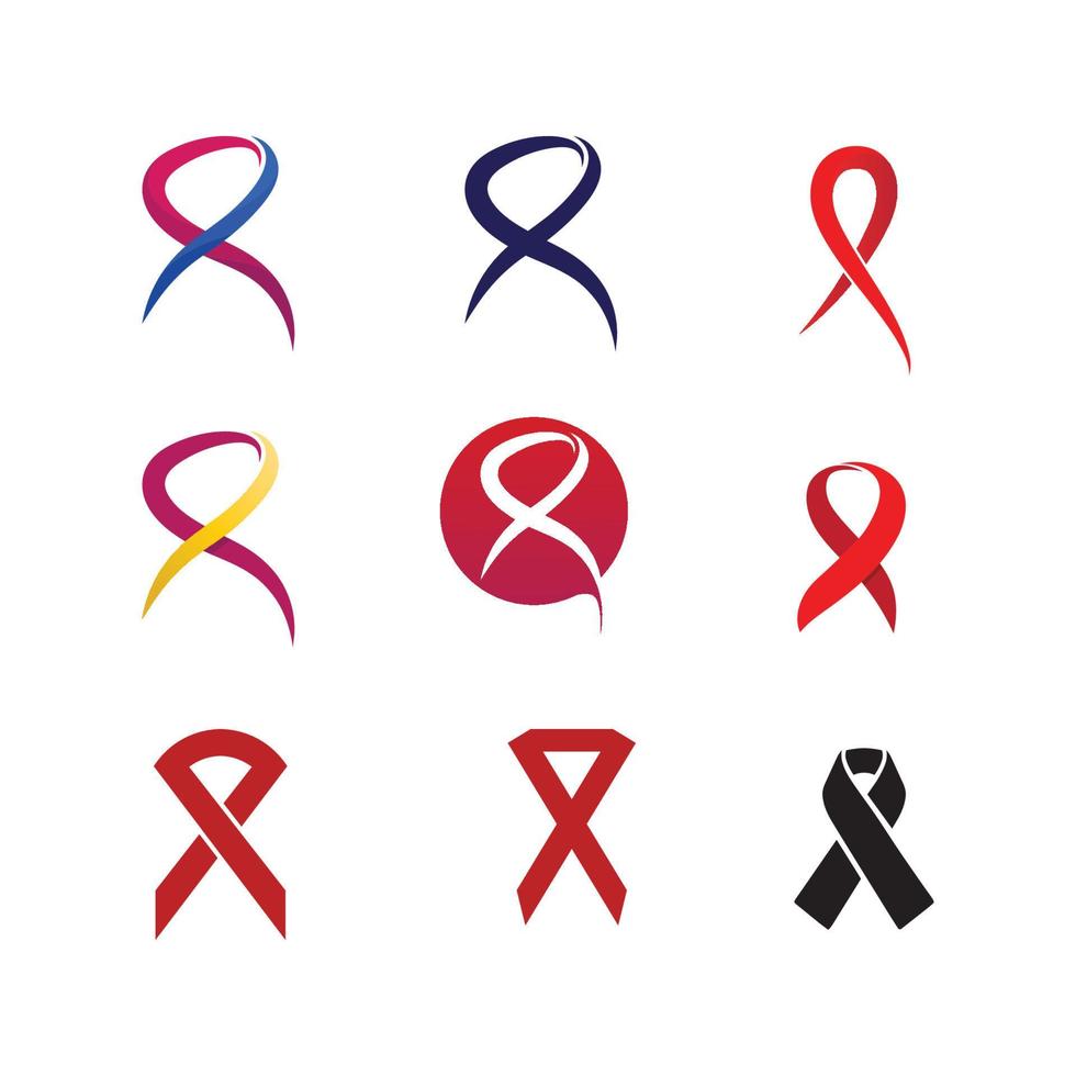 HIV AIDS icon set logo design vector