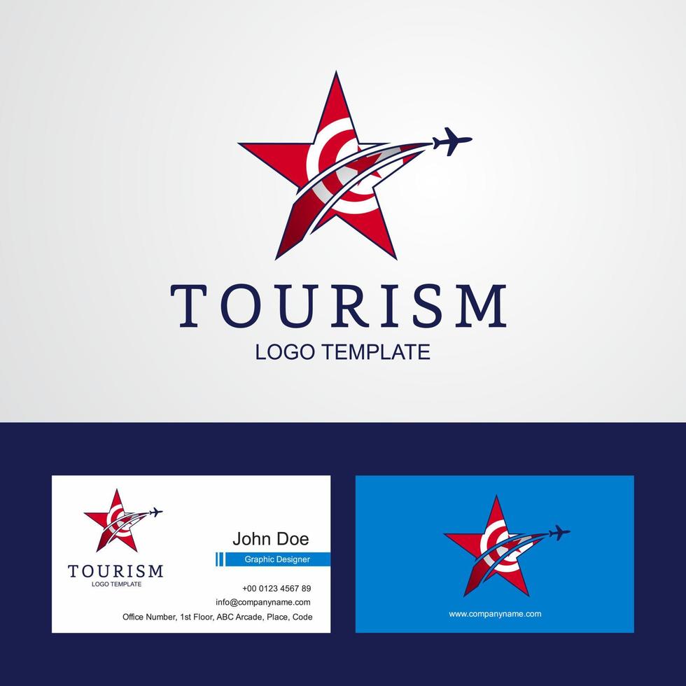Travel Tunisia flag Creative Star Logo and Business card design vector