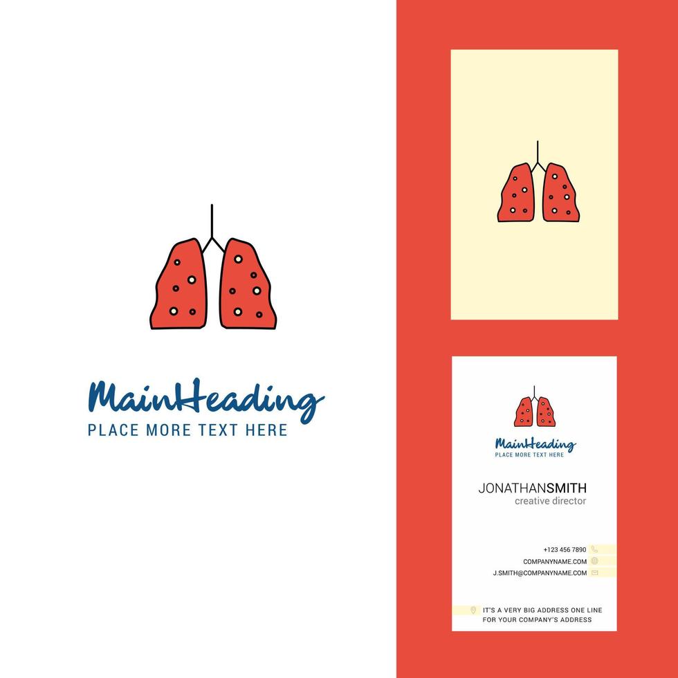 logotipo creativo de pulmones y vector de diseño vertical de tarjeta de visita