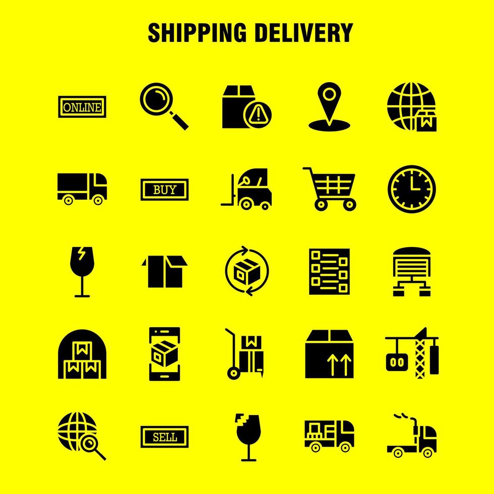 Shipping Delivery Solid Glyph Icon Pack For Designers And Developers Icons Of Globe Location Search Delivery Online Shipping Shopping Transport Vector