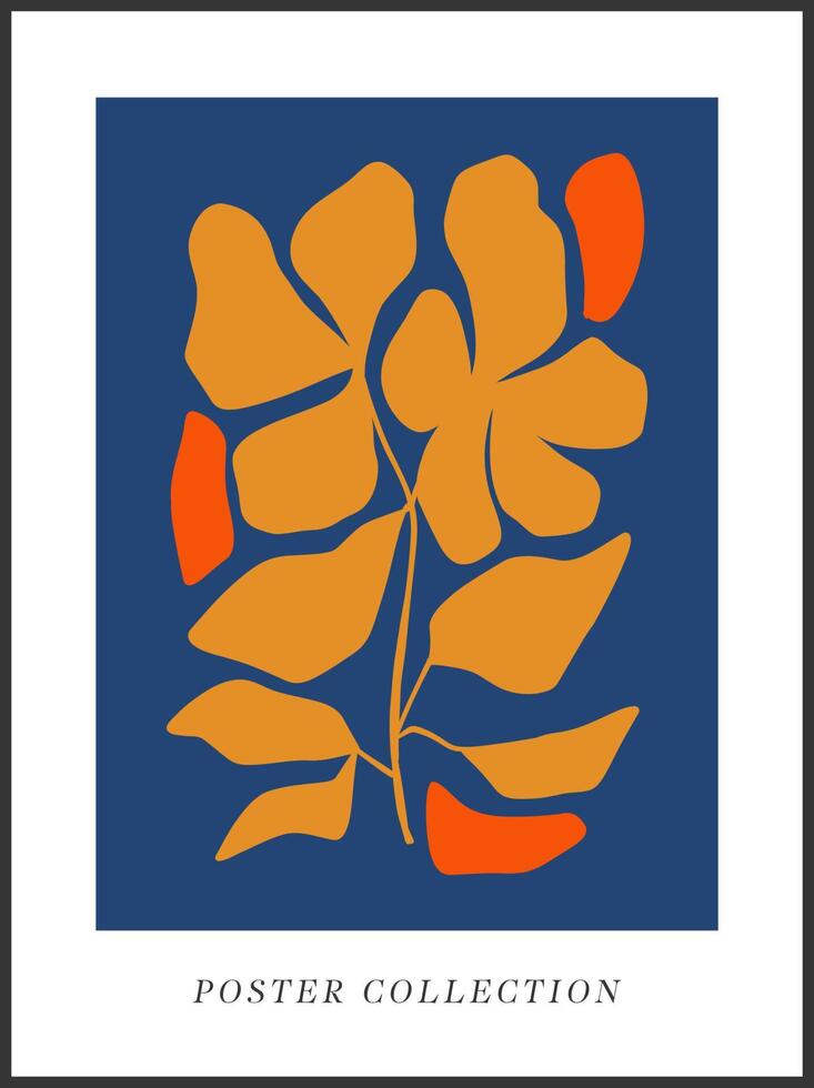 carteles florales maravillosos abstractos. moderno estilo minimalista matisse de moda. diseño dibujado a mano para papel tapiz, decoración de paredes, impresión, postal, portada, plantilla, pancarta. vector