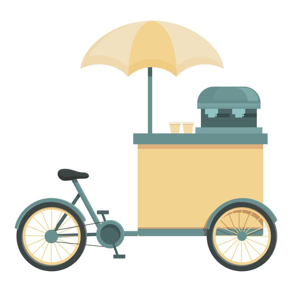 vector de dibujos animados de icono de café de carro de bicicleta. Festival callejero