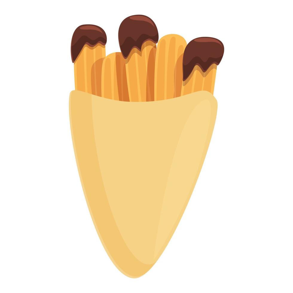 icono de churro de España vector de dibujos animados. pasteles de chocolate