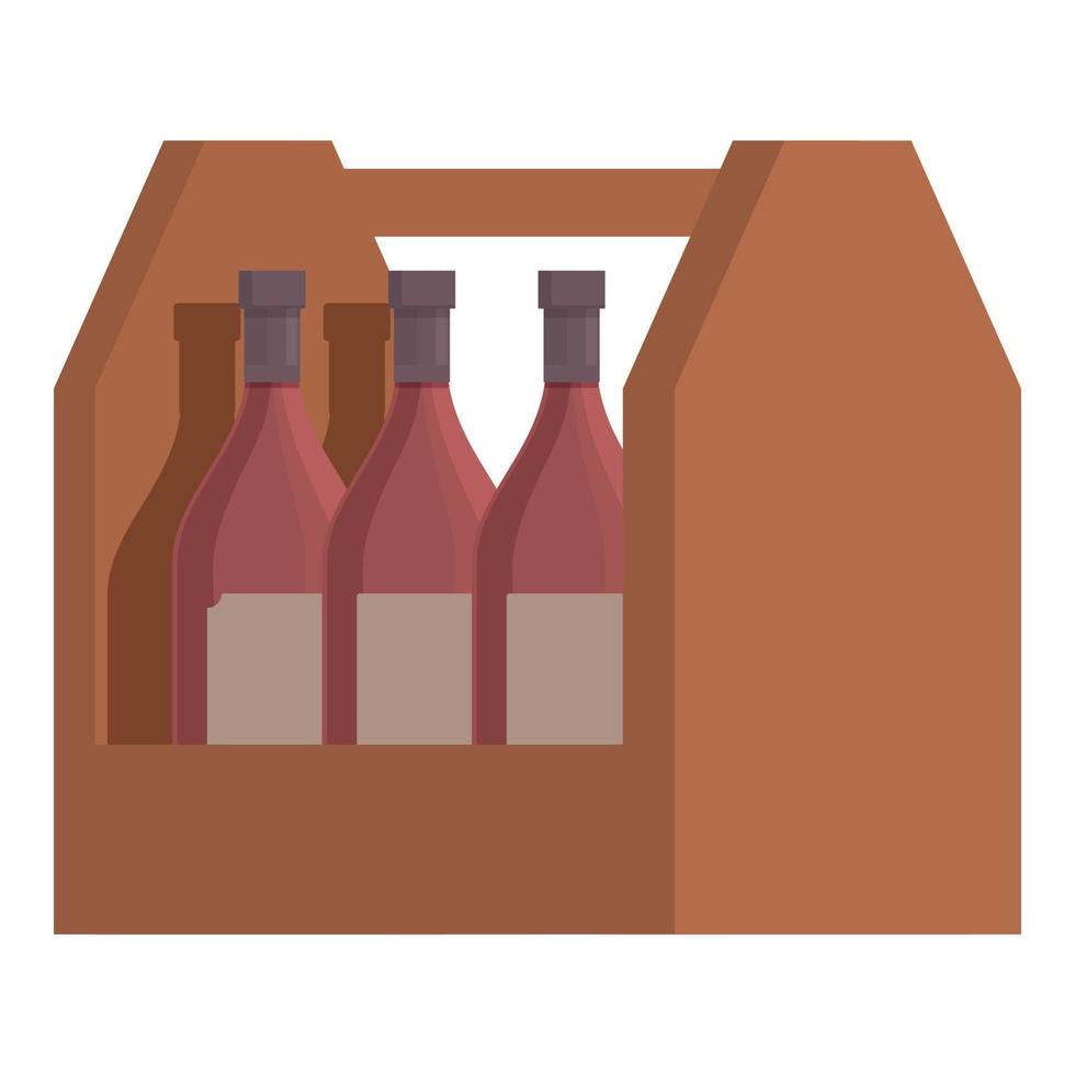 Handle wine bottle box icon cartoon vector. Cellar winery vector