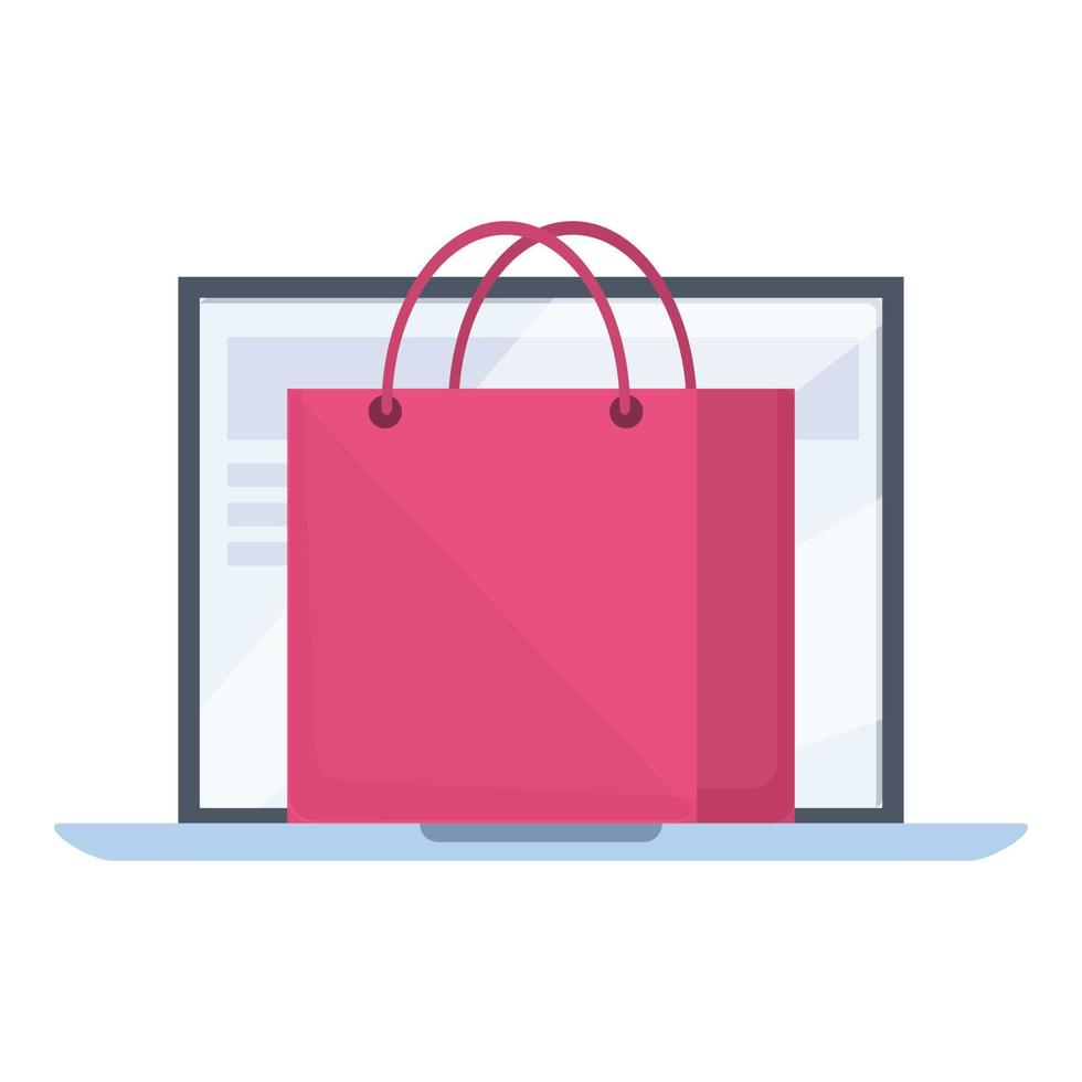 Laptop online store icon cartoon vector. Shop sale vector