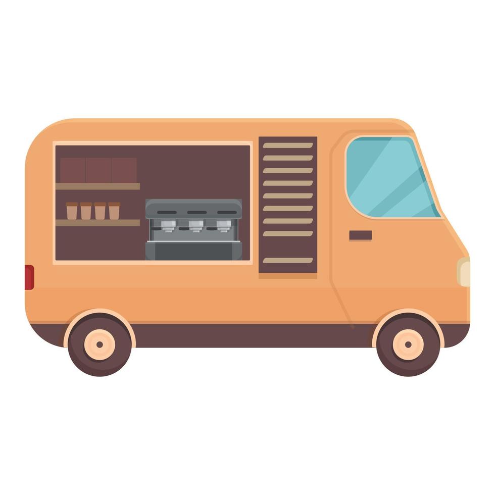 Coffee truck icon cartoon vector. Street market vector