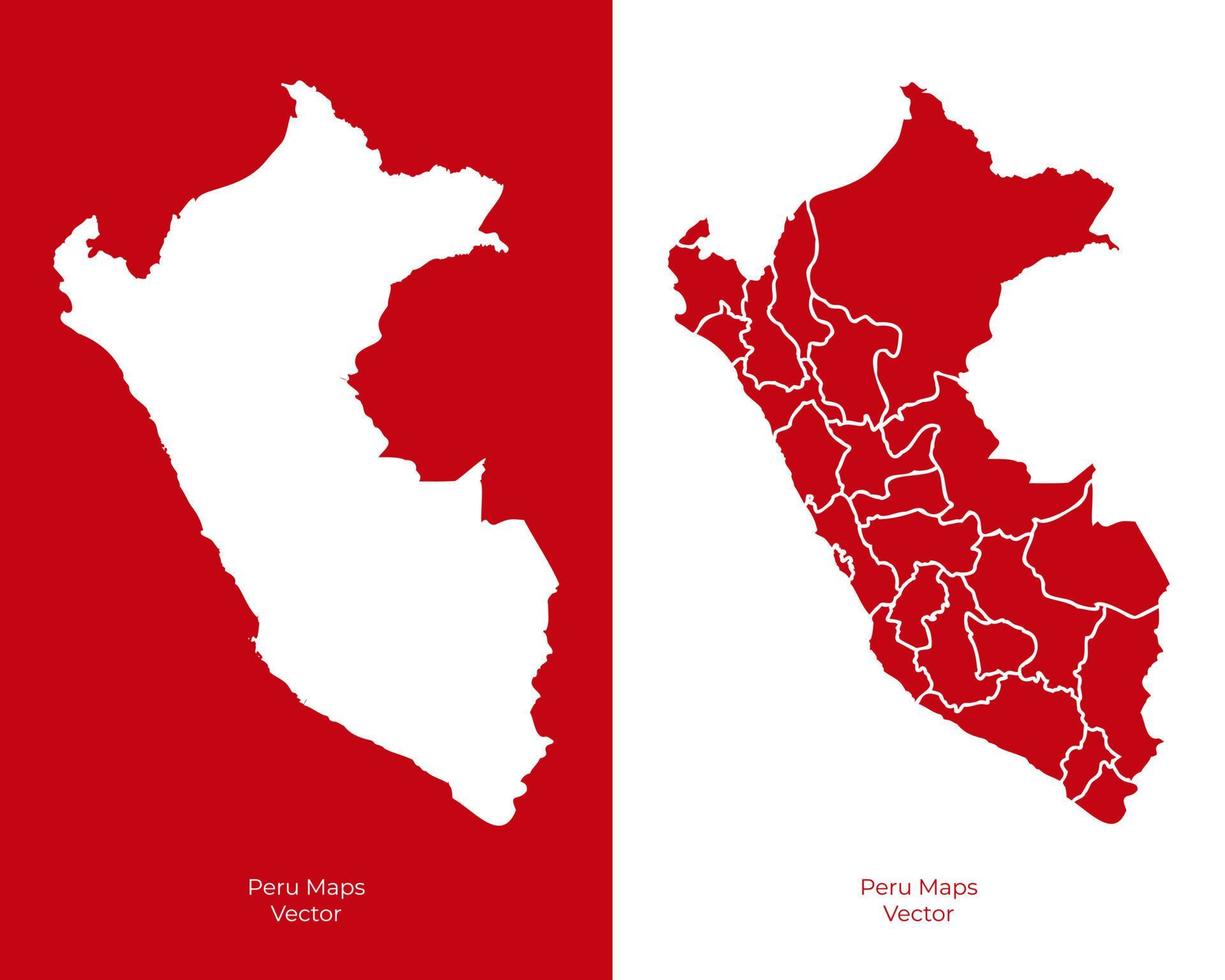 colección de vectores de diseño de mapas de silueta perú. silueta peru mapas vector