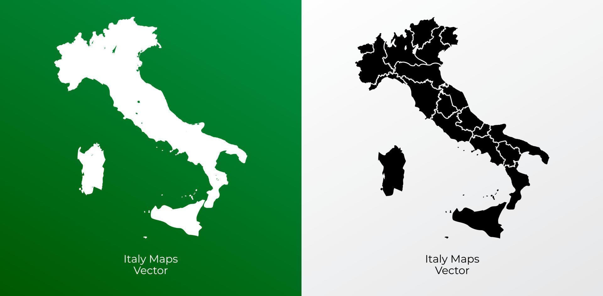 colección de vectores de diseño de mapas de Italia de silueta. silueta italia mapas vector