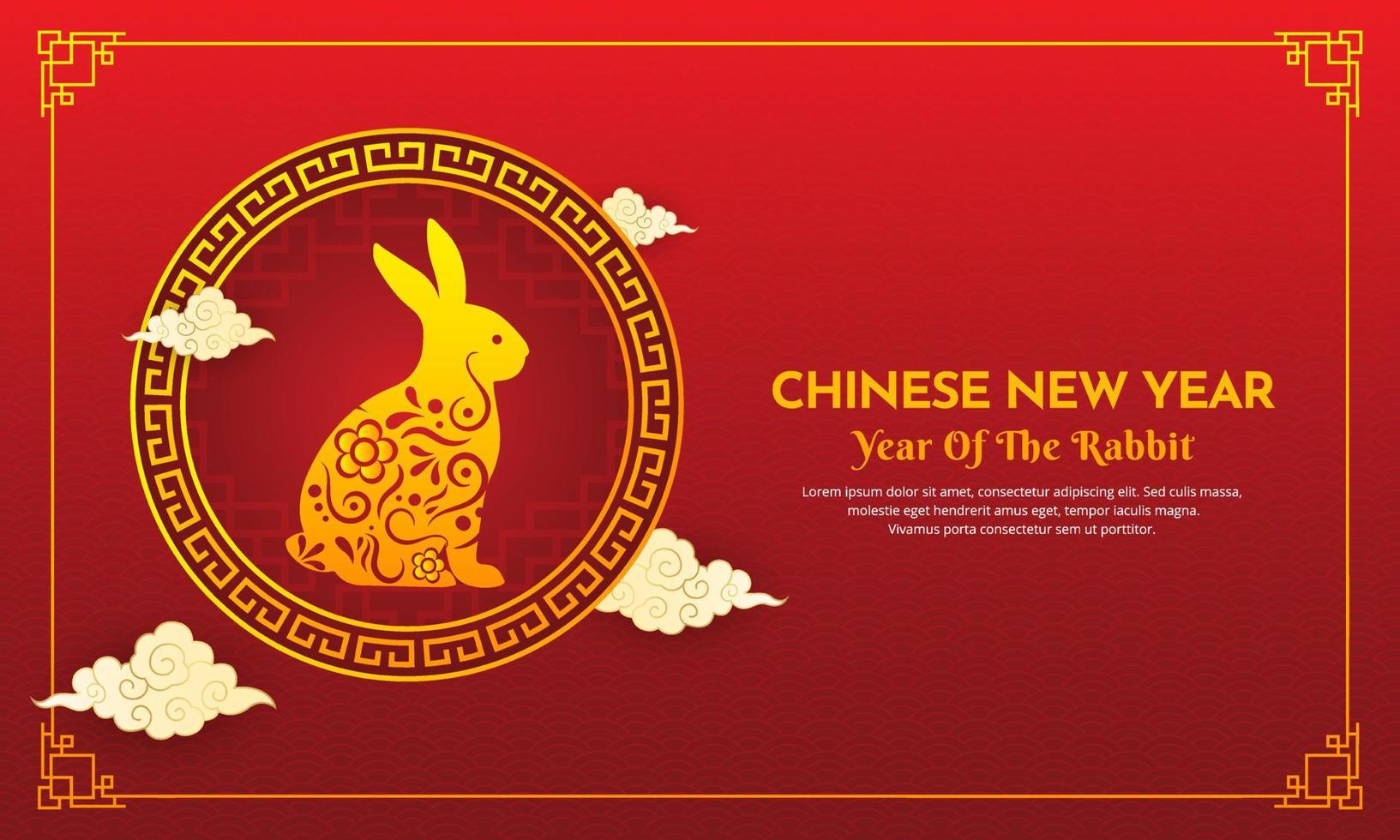 celebración de la pancarta de diseño del año nuevo chino. año del vector de diseño de conejo