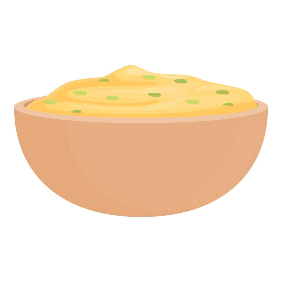 vector de dibujos animados de icono de hummus de frijol. pasta de comida