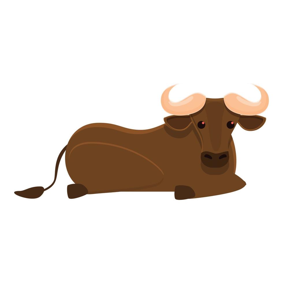 Rest wildebeest icon, cartoon style vector