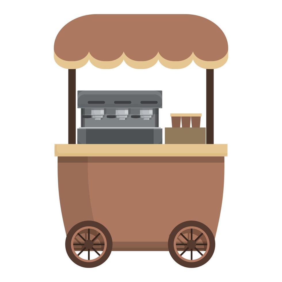 Small coffee cart icon cartoon vector. Street market vector