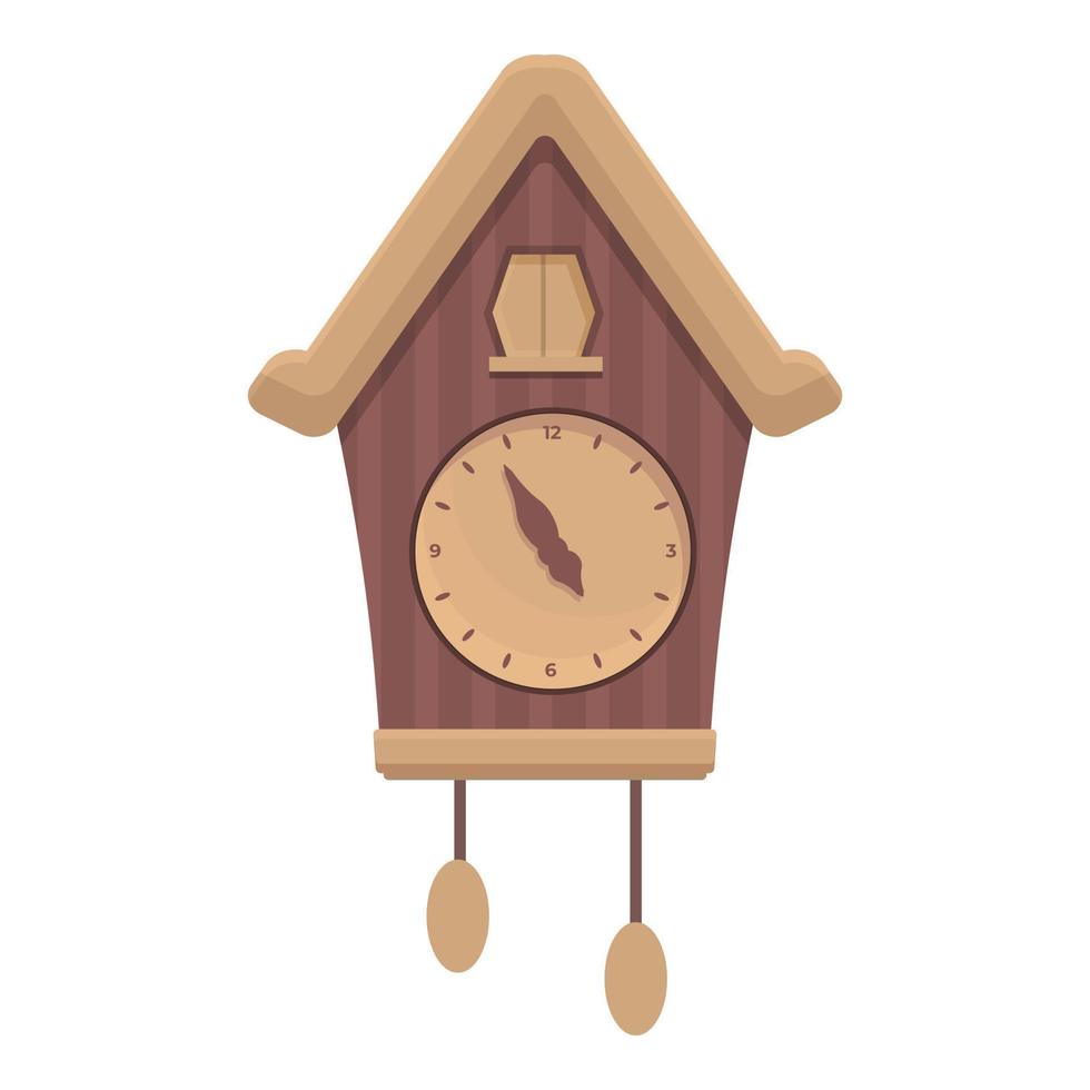 vector de dibujos animados de icono de reloj de cuco de madera. ver tiempo