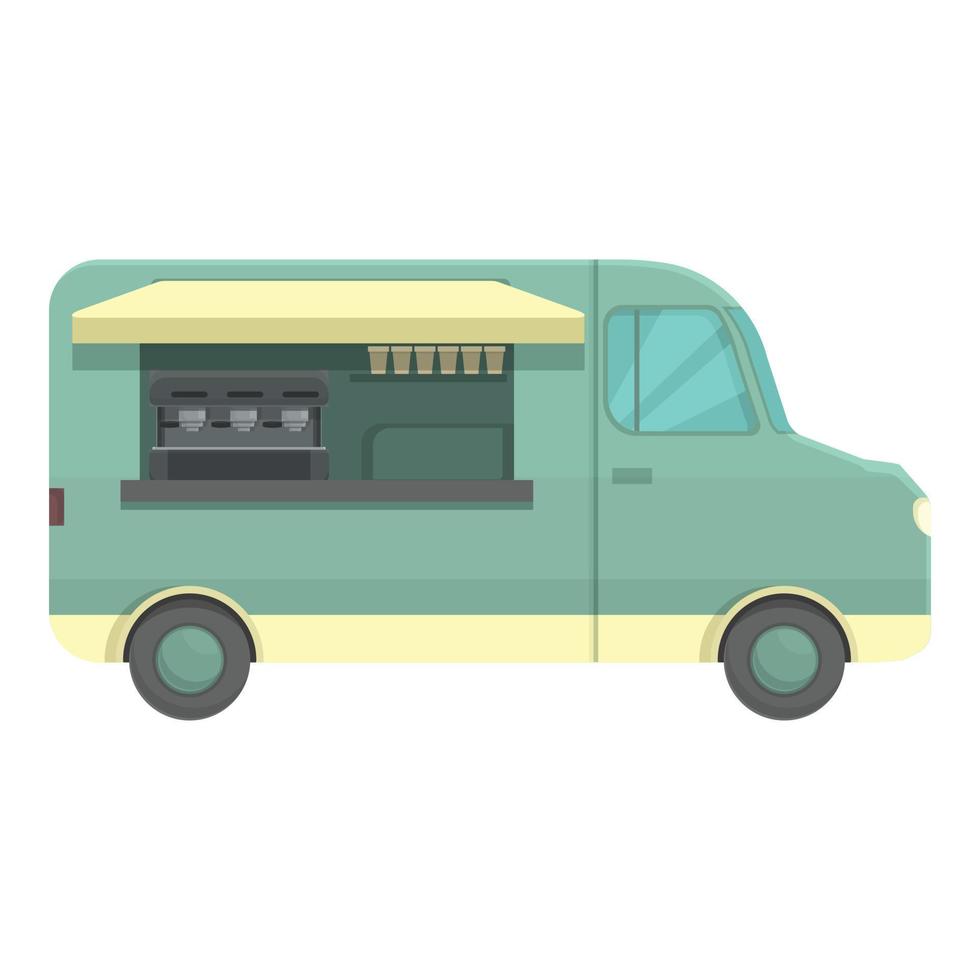 Coffee truck icon cartoon vector. Street market vector