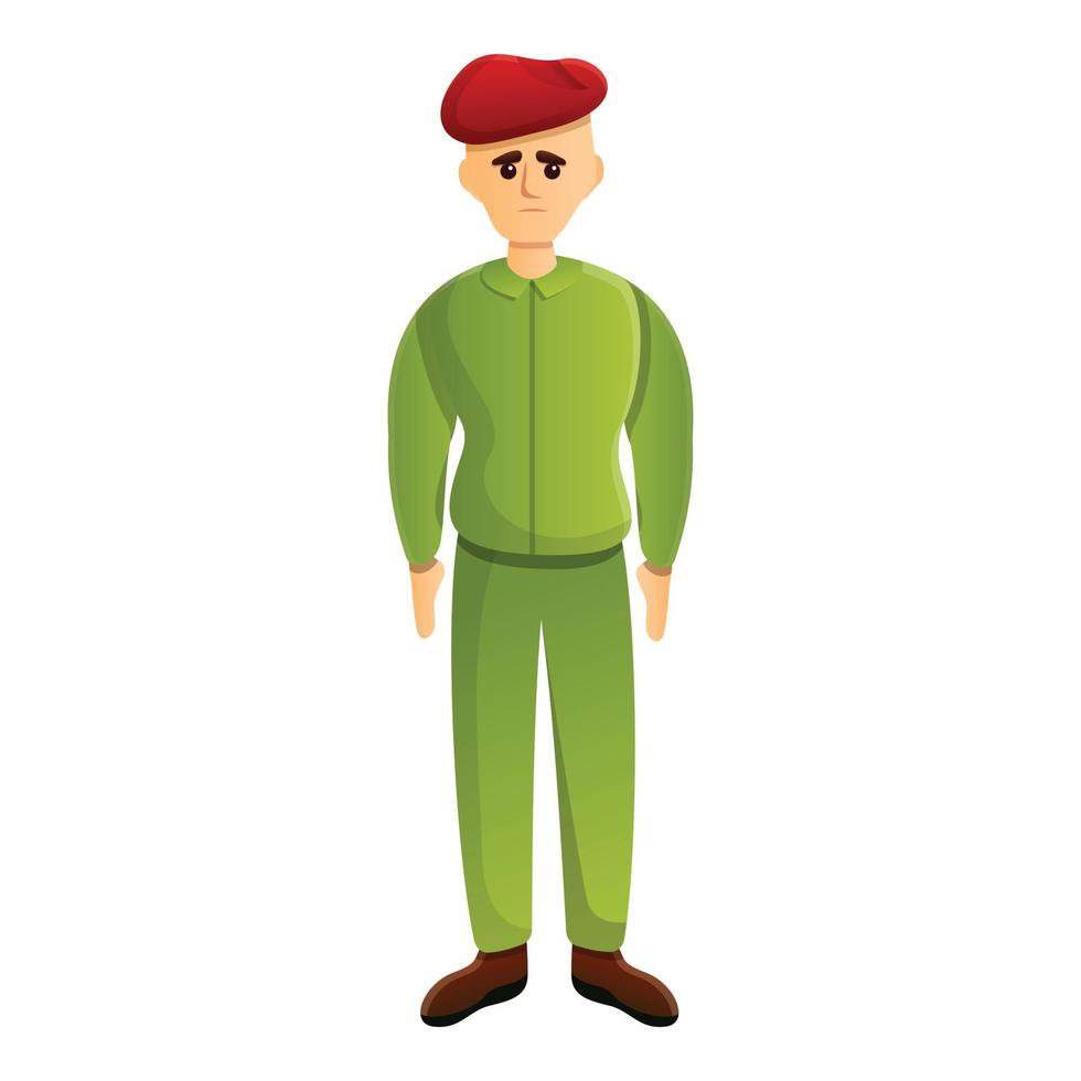 Soldier red beret icon, cartoon style vector