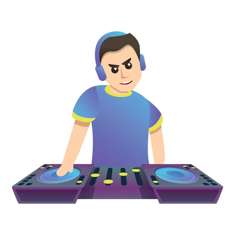 icono de dj de música, estilo de dibujos animados vector