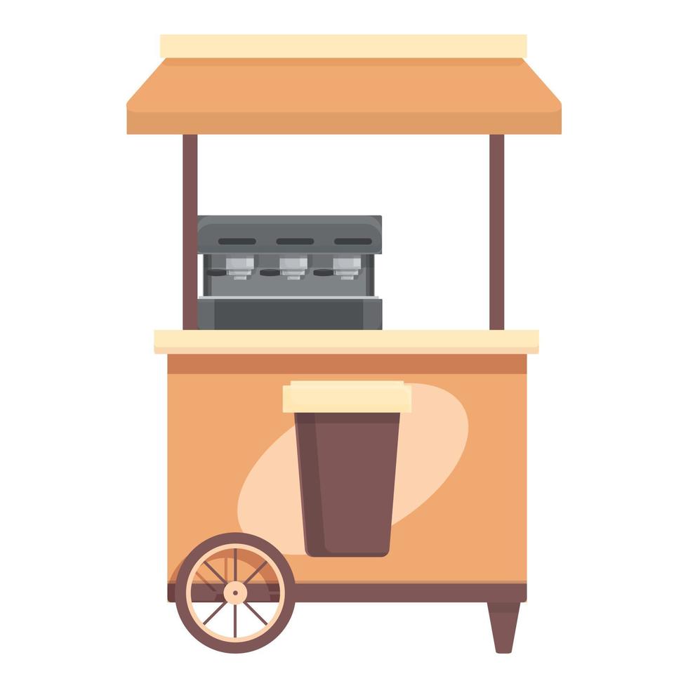 vector de dibujos animados de icono de carrito de café. mercado callejero