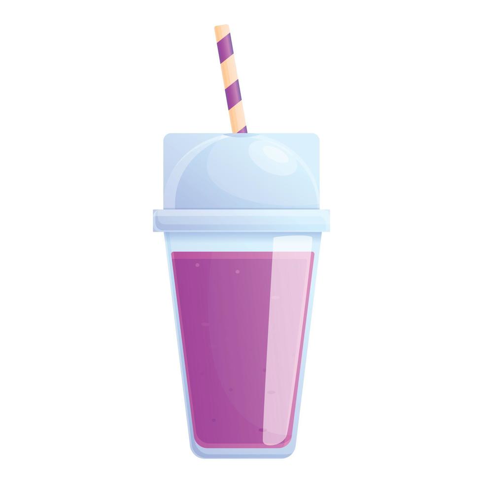 Smoothie juice cup icon, cartoon style vector