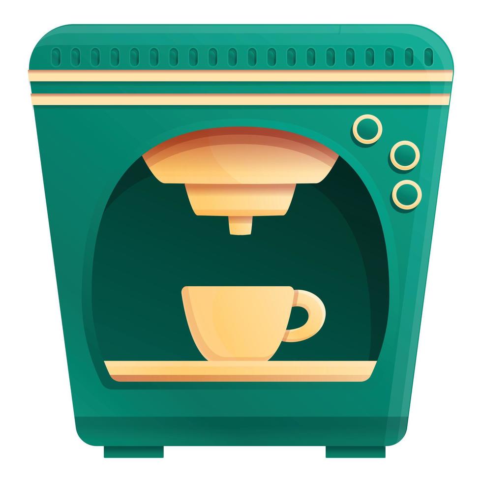 Coffee machine make latte icon, cartoon style vector