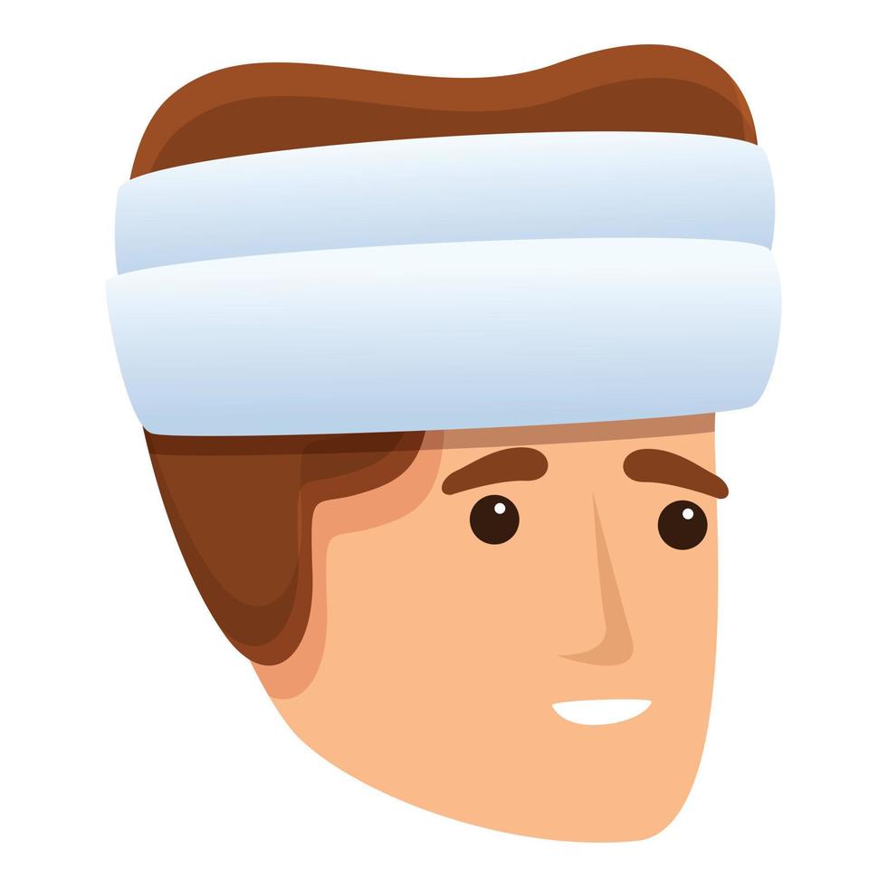 Head bandage icon, cartoon style vector