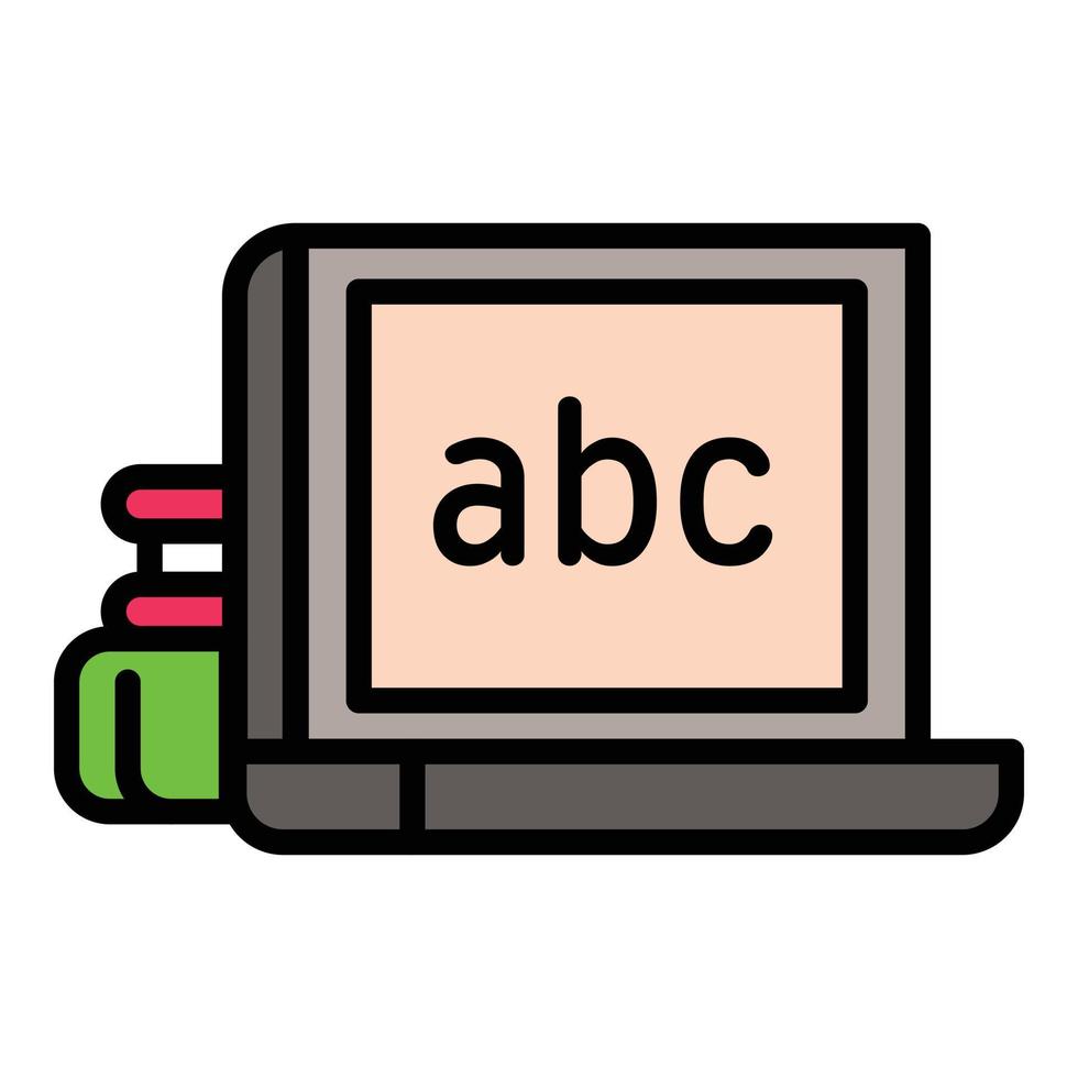 School laptop icon, outline style vector