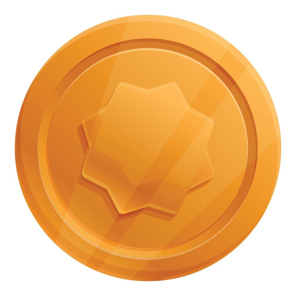 Bronze token icon, cartoon style vector