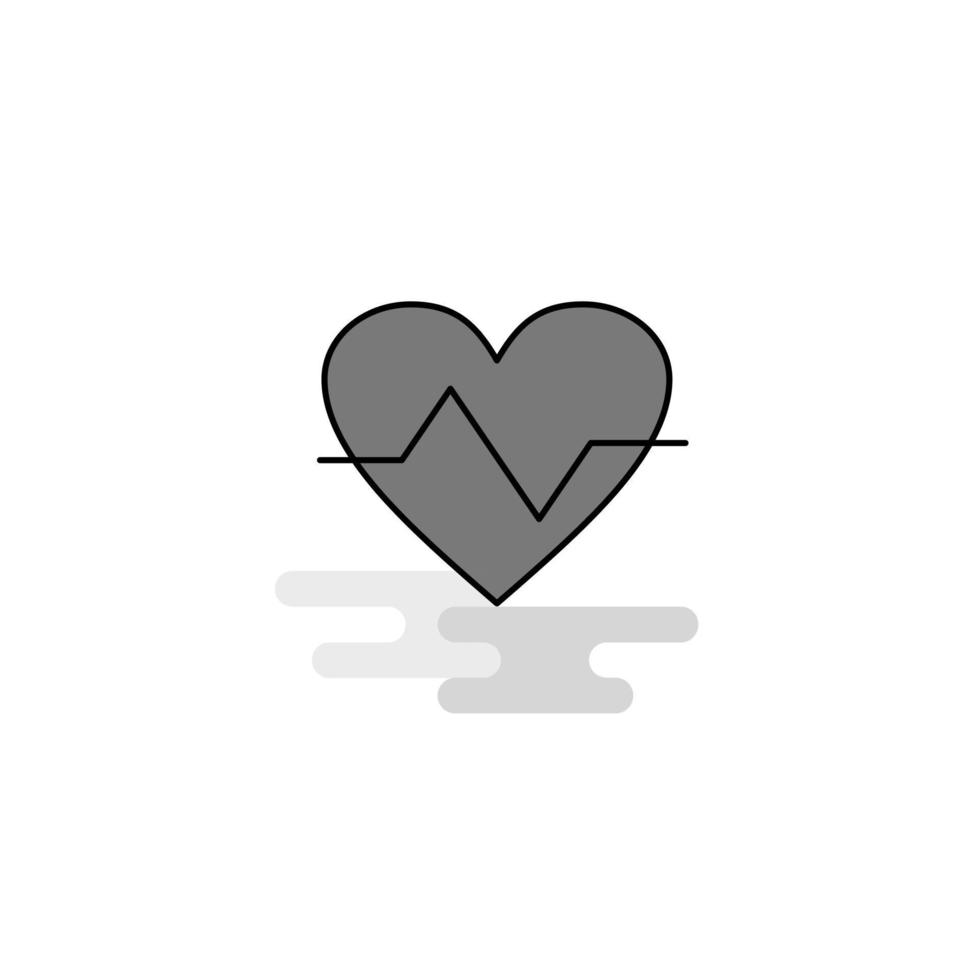 Heart beat Web Icon Flat Line Filled Gray Icon Vector