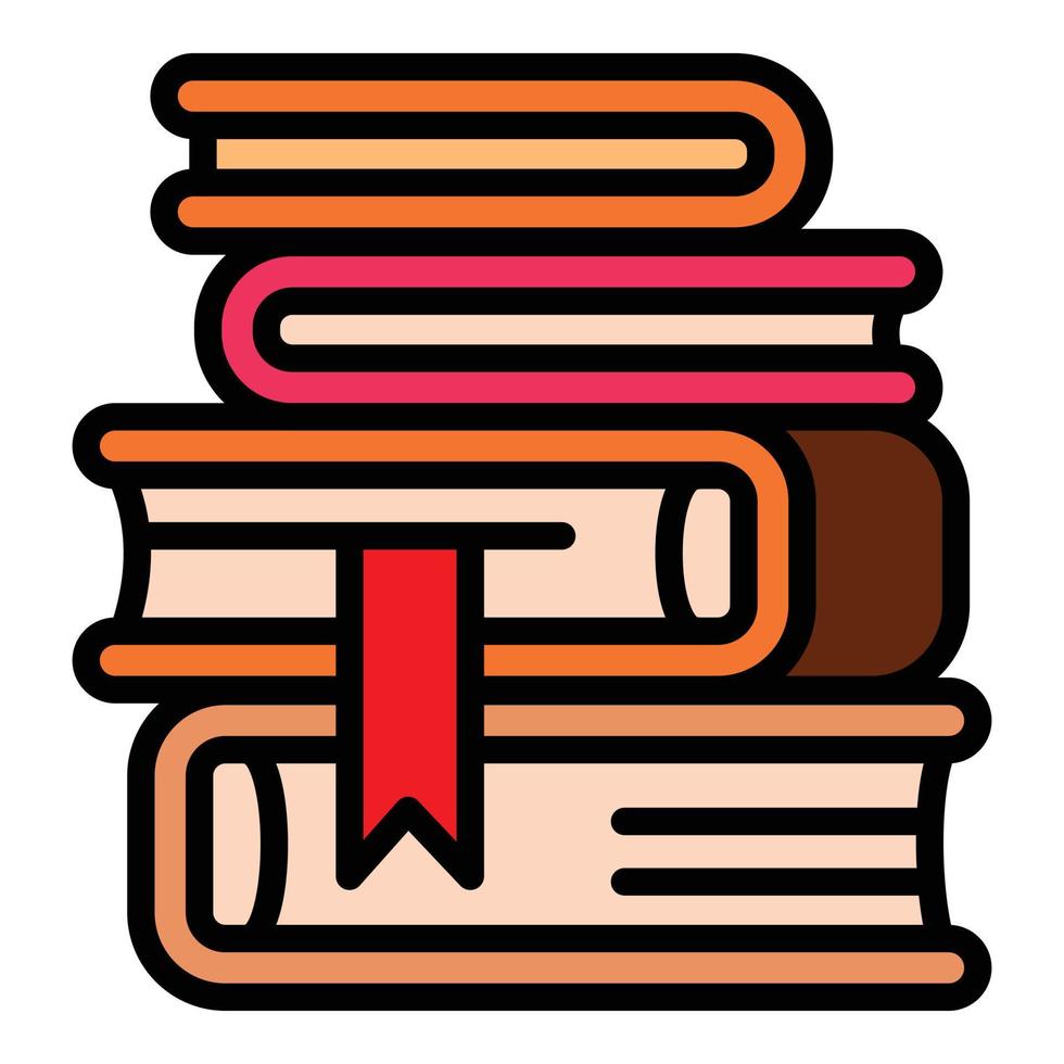 icono de pila de libros de biblioteca, estilo de esquema vector