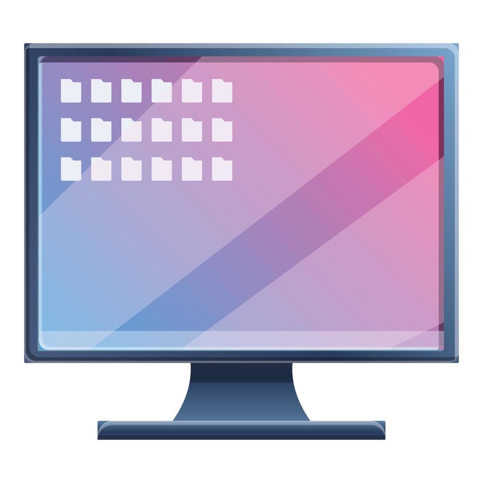 Upgrade pc monitor icon, cartoon style vector