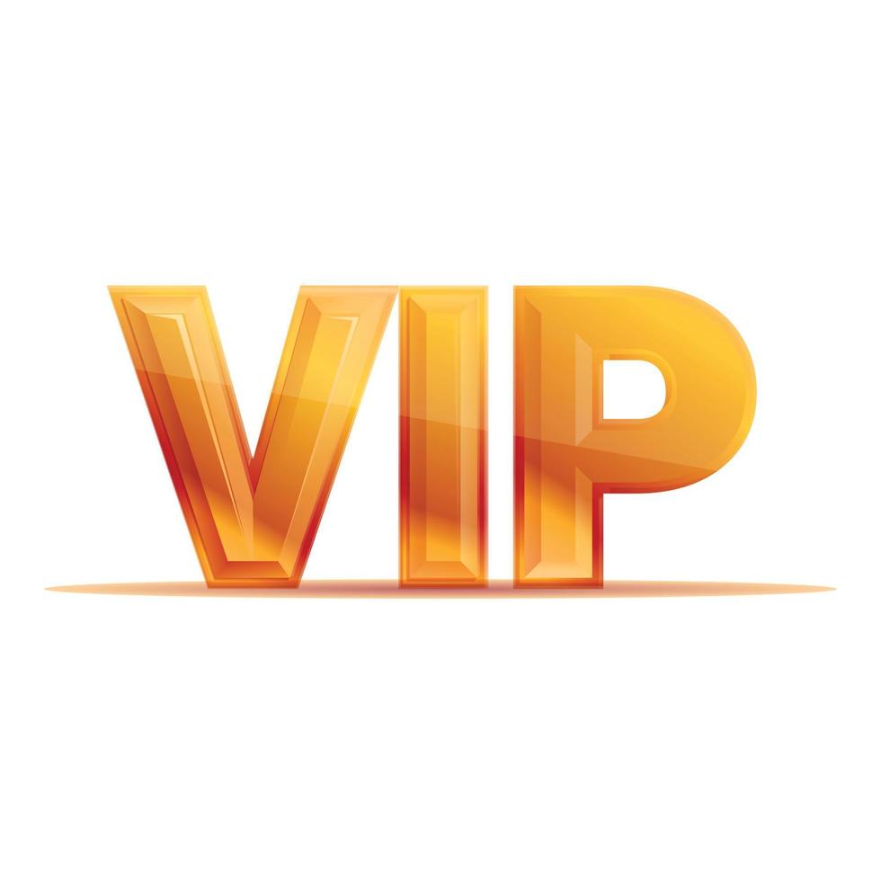 VIP inscription in gold icon, cartoon style vector