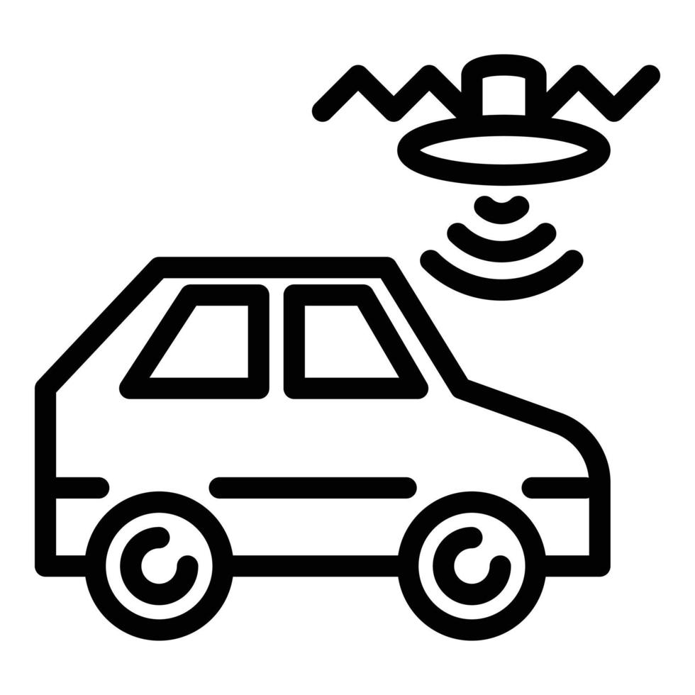 icono de coche robótico y drone, estilo de esquema vector