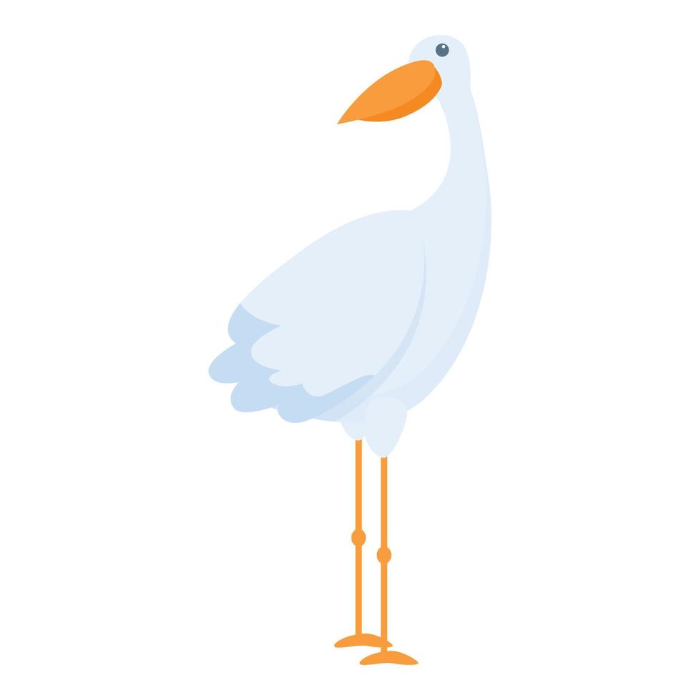 Feather stork icon, cartoon style vector