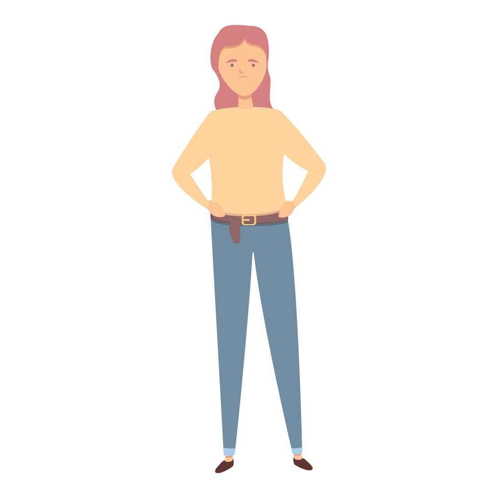 chica jeans icono vector de dibujos animados. lindo feliz