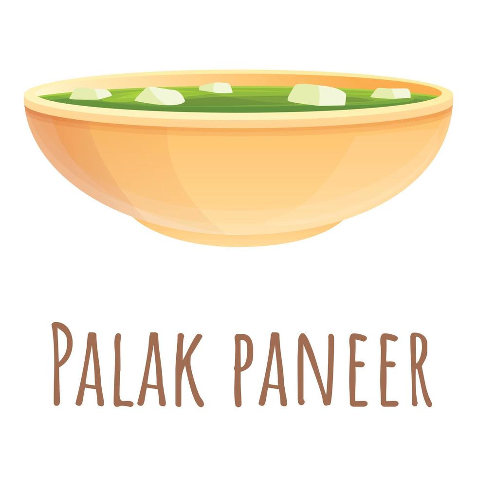 Palak paneer icon, cartoon style vector