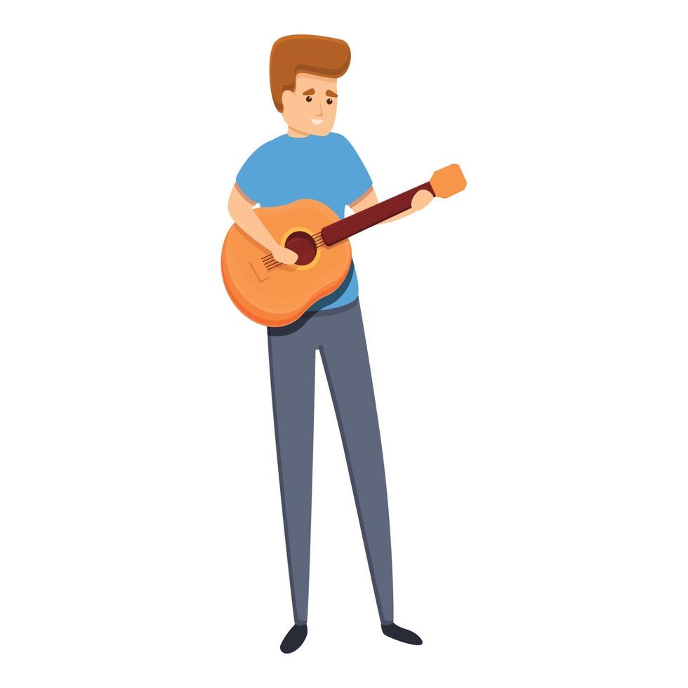 Habit guitar play icon, cartoon style vector