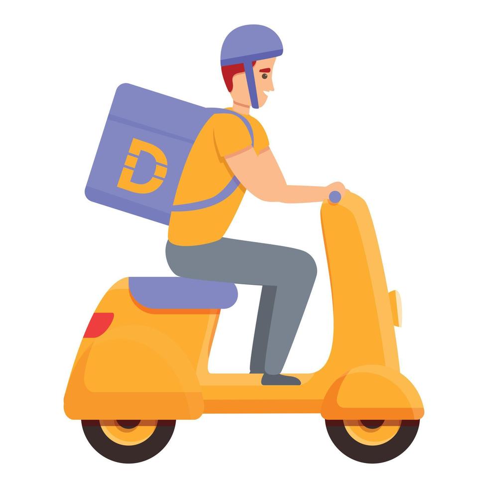 Scooter home delivery icon, cartoon style vector
