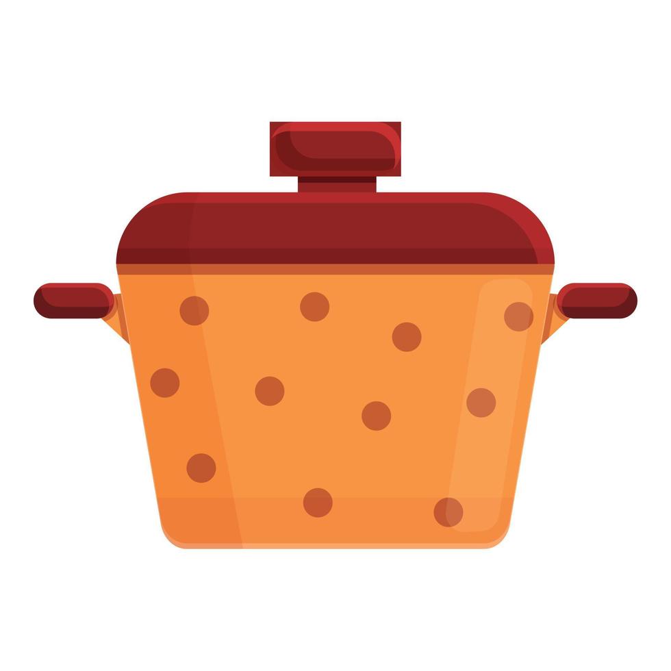 Cozy home saucepan icon, cartoon style vector