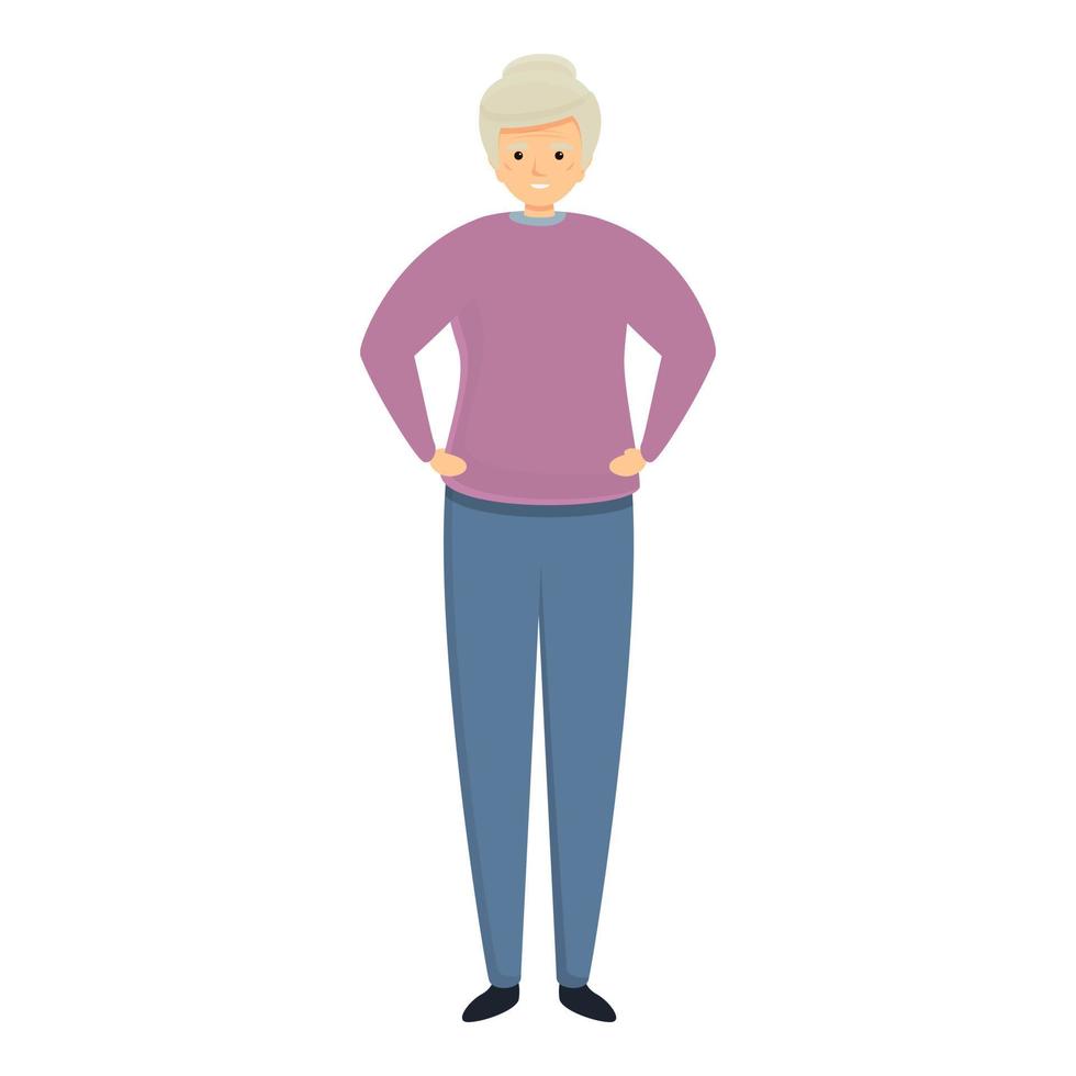 Happy granny at home icon, cartoon style vector