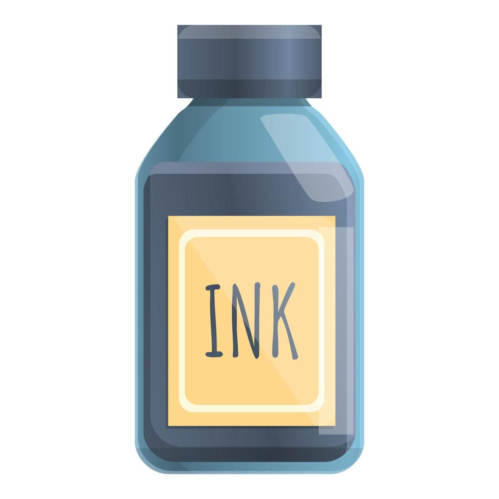 Calligraphy ink bottle icon, cartoon style vector