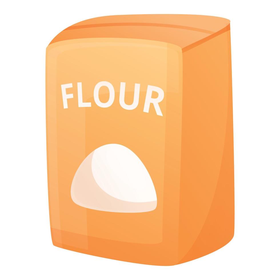 Flour paper package icon, cartoon style vector
